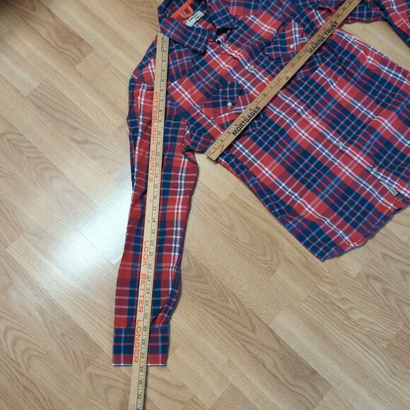 Triple Five Soul Shirt Mens Medium Red Plaid Button Up Pearl Snap - Picture 3 of 8